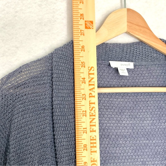 J. Jill Pure Jill Linen-Blend Open-Front Cardigan Blue Gray Large - Picture 5 of 10
